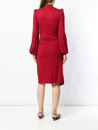 Shop Plein Sud Wrap Knitted Dress In Red