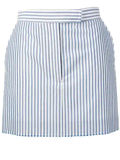 Shop Thom Browne Raw Edge Bar Stripe Miniskirt In 450 Blue