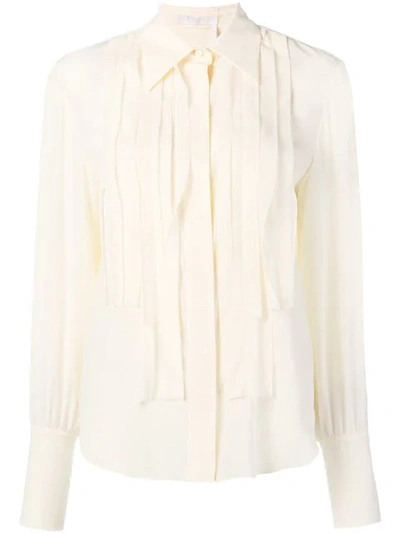 Shop Chloé Pleated Placket Shirt In Neutrals