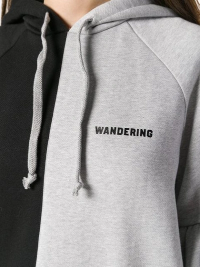 Shop Wandering Logo Colour Block Hoodie In Grey