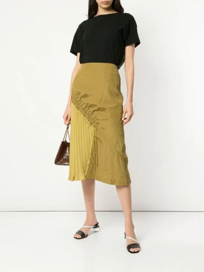 Shop Muller Of Yoshiokubo Side Pleats Skirt In Green
