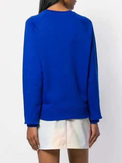 Shop Msgm Crew Neck Logo Sweatshirt In Blue