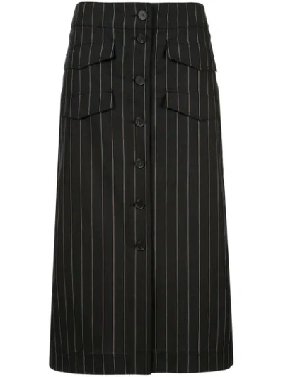 Shop Nehera Pinstripe Long Skirt In Black
