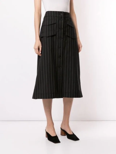 Shop Nehera Pinstripe Long Skirt In Black