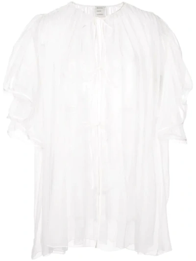 Shop Maison Rabih Kayrouz Ruffle Sleeves Sheer Top In White