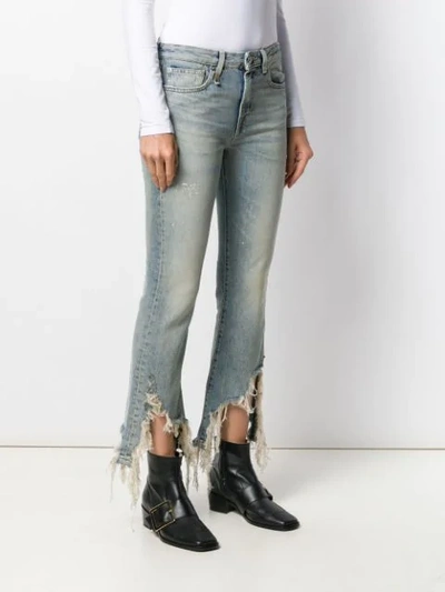 Shop R13 Distressed Kick Flared Jeans In Blue
