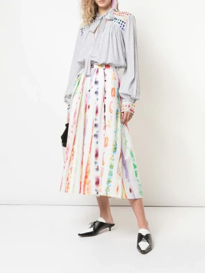 Shop Rosie Assoulin Watercolour Print Skirt In Multicolour