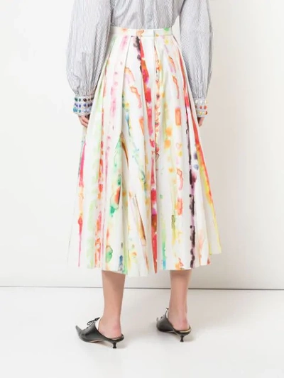 Shop Rosie Assoulin Watercolour Print Skirt In Multicolour