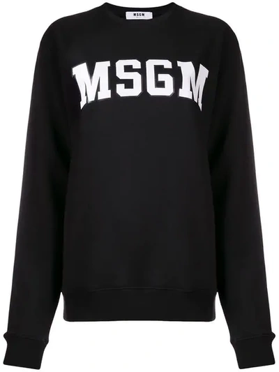 Shop Msgm Logo Patch Sweater In Black