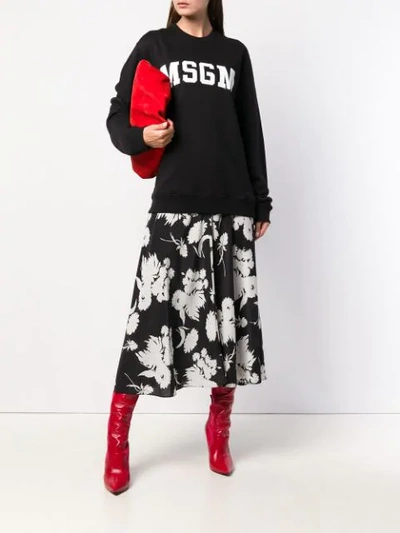 Shop Msgm Logo Patch Sweater In Black