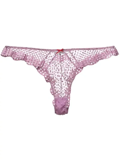 Shop Fleur Du Mal Dotty Cheeky Thong In Pink