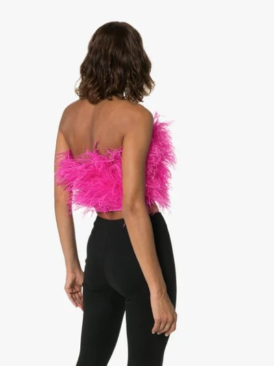 Shop Attico Feather Cropped Top In Pink