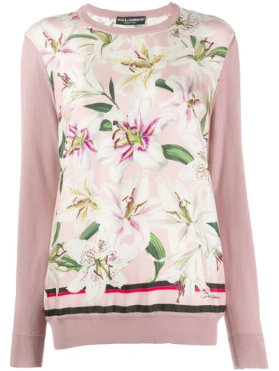 Shop Dolce & Gabbana Lily Print Jumper In Pink