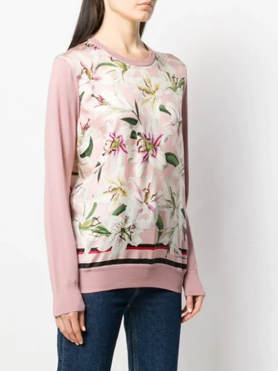 Shop Dolce & Gabbana Lily Print Jumper In Pink