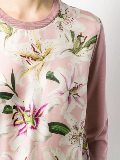 Shop Dolce & Gabbana Lily Print Jumper In Pink