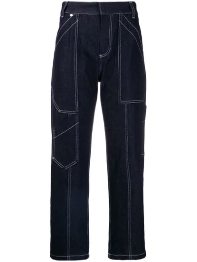 Shop Chloé Cropped Cargo Jeans In Blue