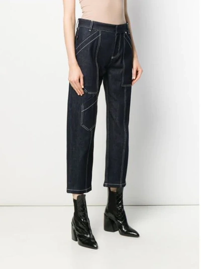 Shop Chloé Cropped Cargo Jeans In Blue