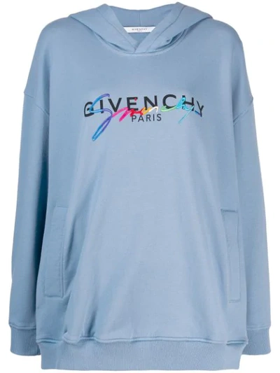 Shop Givenchy Kapuzenpullover Mit Logo - Blau In Blue