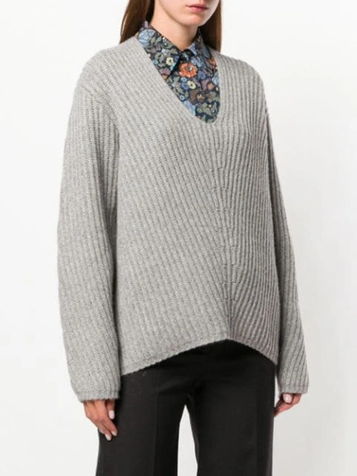 Shop Acne Studios Deborah V-neck Sweater In Grey