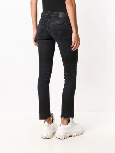 Shop R13 Distressed-hem Skinny Jeans In Black