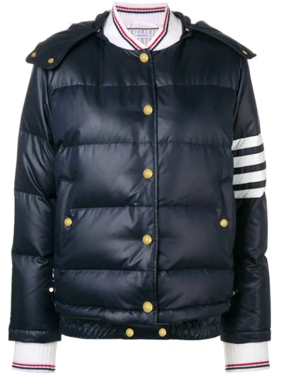 Shop Thom Browne 4-bar Padded Bomber Jacket In Blue