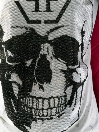 Shop Philipp Plein Destroyed Skull T-shirt In White