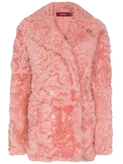 Shop Sies Marjan Pippa Shearling Pea Coat In Pink