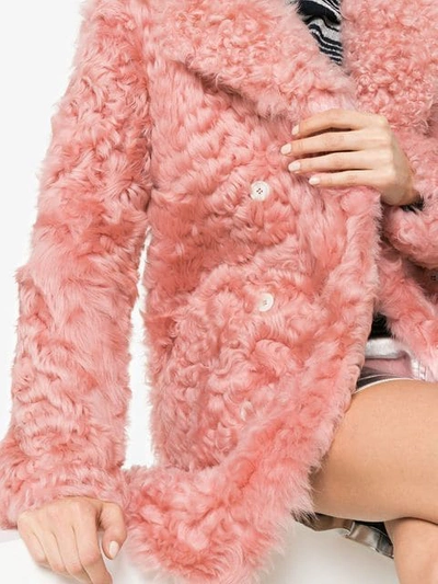 Shop Sies Marjan Pippa Shearling Pea Coat In Pink