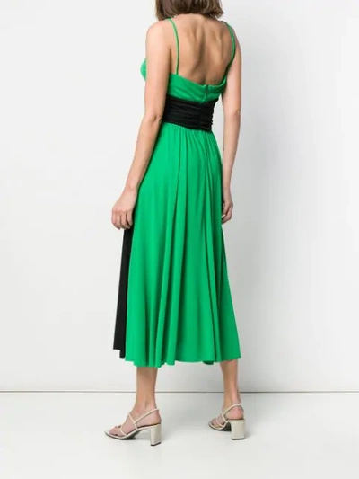 Shop Msgm Ruched Panelled Dress In Green