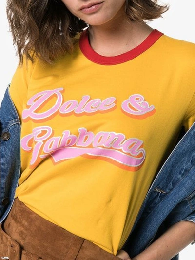 Shop Dolce & Gabbana Logo Printed T-shirt In Yellow