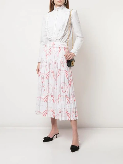 Shop Simone Rocha Printed Pleated Skirt In Red