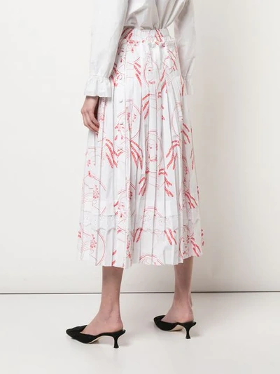 Shop Simone Rocha Printed Pleated Skirt In Red