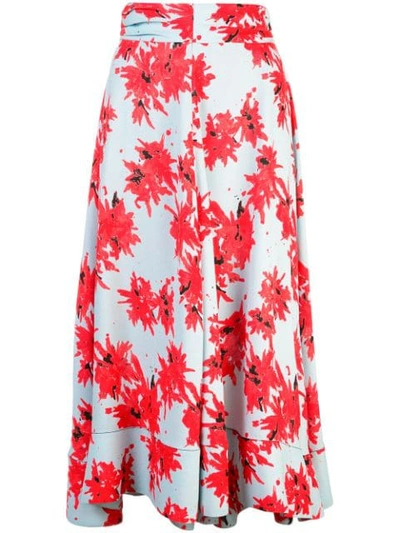 Shop Proenza Schouler Splatter Floral Seamed Skirt In Red