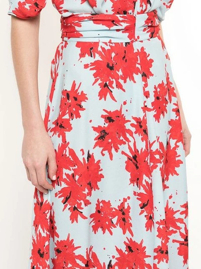 Shop Proenza Schouler Splatter Floral Seamed Skirt In Red