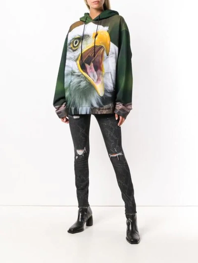 Shop R13 Eagle Print Hoodie In Green