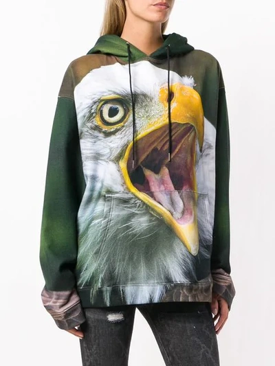Shop R13 Eagle Print Hoodie In Green
