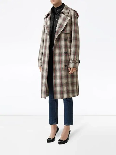 Shop Burberry Lightweight Check Trench Coat In Brown