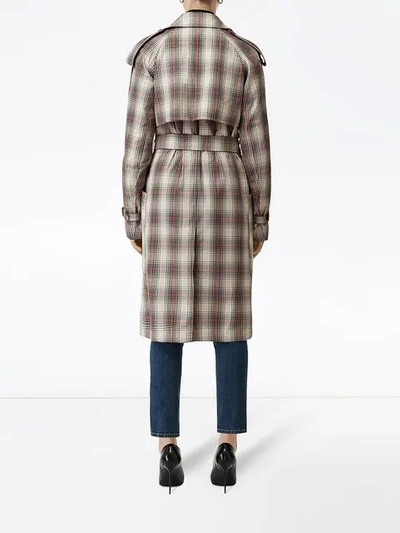 Shop Burberry Lightweight Check Trench Coat In Brown