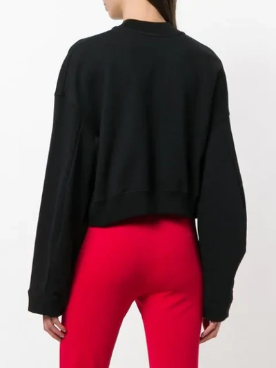 Shop Msgm Front Logo Cropped Sweatshirt - Black