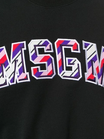 Shop Msgm Front Logo Cropped Sweatshirt - Black