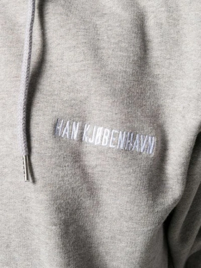 Shop Han Kjobenhavn Embroidered Logo Hoodie In Grey