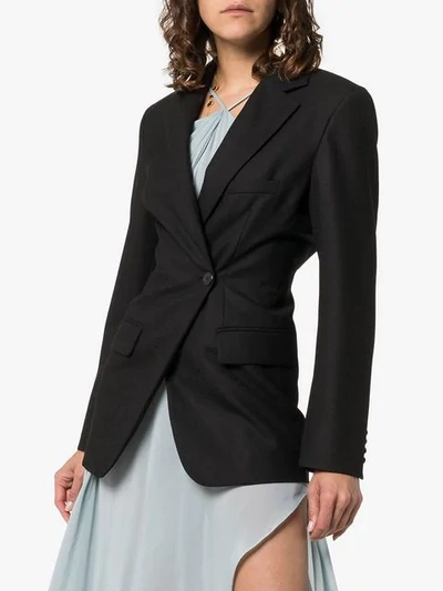 Shop Jacquemus Gathered-back Single-breasted Wool Blazer In Black