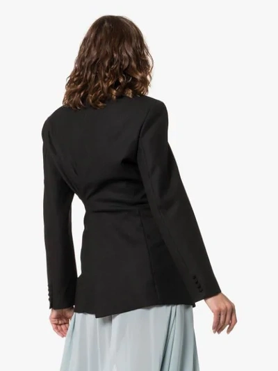 Shop Jacquemus Gathered-back Single-breasted Wool Blazer In Black