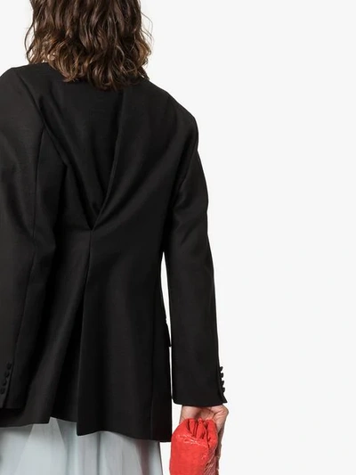 Shop Jacquemus Gathered-back Single-breasted Wool Blazer In Black