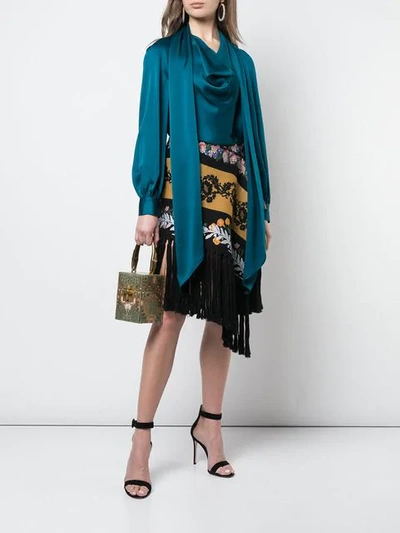 Shop Oscar De La Renta Fringed Asymmetric Skirt In Black