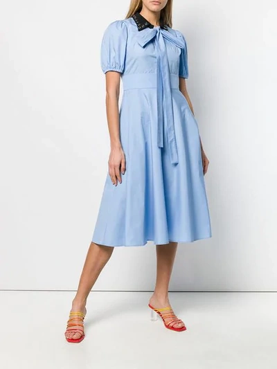 Shop N°21 Puff Sleeve Midi Dress In Blue