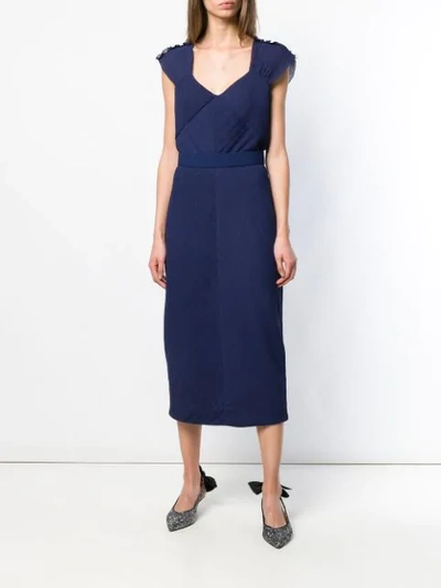 Shop Max Mara Ananas Fitted Dress In Blue