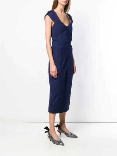 Shop Max Mara Ananas Fitted Dress In Blue