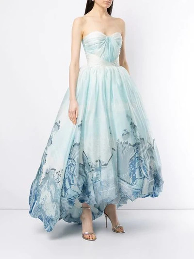 Shop Isabel Sanchis Valencia Abstract Print Ball Gown In Green