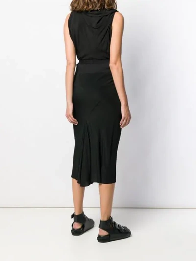 RICK OWENS RIBBED WAIST PENCIL SKIRT - 黑色